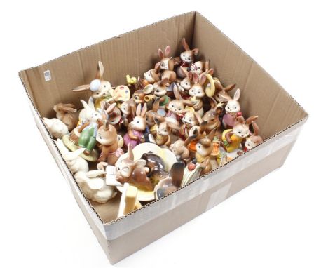 Box with ceramic figurines of rabbits, Goebel Germany