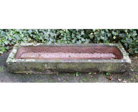 Old natural stone pig trough/drinking trough, 19 cm high, 130x37 cm