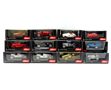 12 Schuco scale model cars in original box, numbers 01007, 01023, 01037, 01045, 01220, 01228, 01229, 01370, 01720, 01743 and 