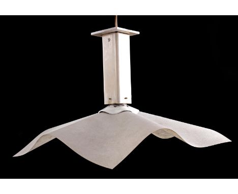 Mario Bellini (1935-)White lacquered metal ceiling or table lamp with rice paper shade, attributed design Mario Bellini for A
