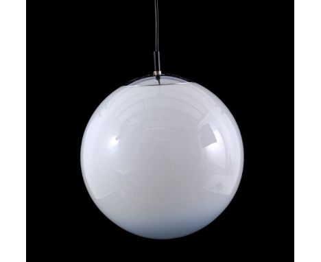 Beautiful glass globe lamp with a gradient from white to transparent, presumably Glashutte Limburg, Germany 1950s/60s, 34 cm 