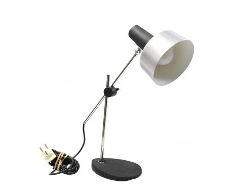 Jan Hoogervorst (1918-1984)Chromed metal adjustable desk lamp with black accents, design Jan Hoogervorst for Anvia, Netherlan