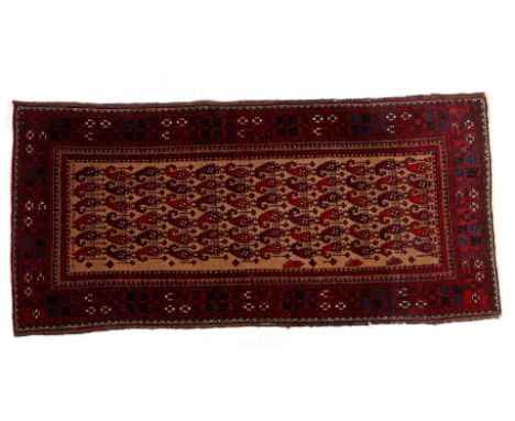 Hand-knotted oriental carpet, Baluch, 204x102 cm