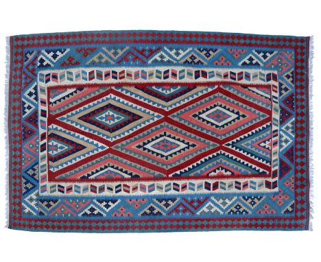 Handmade wool carpet with oriental decor, Kilim, 295x206 cm