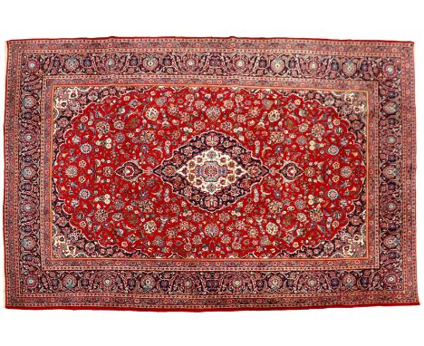 Hand-knotted oriental carpet, Keshan, 390x280 cm