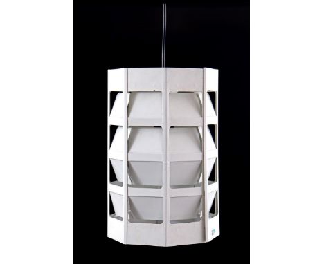 Poul Gernes (1925-1996)Minimalist octagonal white lacquered metal hanging lamp, design Poul Gernes for Louis Poulsen, model '