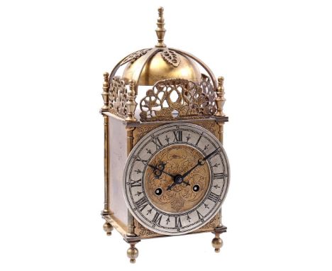 Brass lantern clock, 20th century, 35 cm high