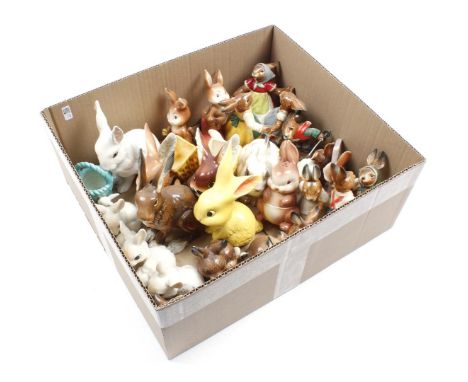 Box with ceramic figurines of rabbits, Goebel Germany