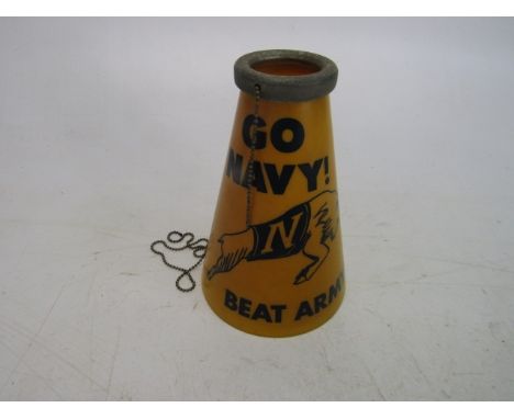 Vintage Go Navy Beat Armyn midshipman  megaphone with chain 1960s/70s 