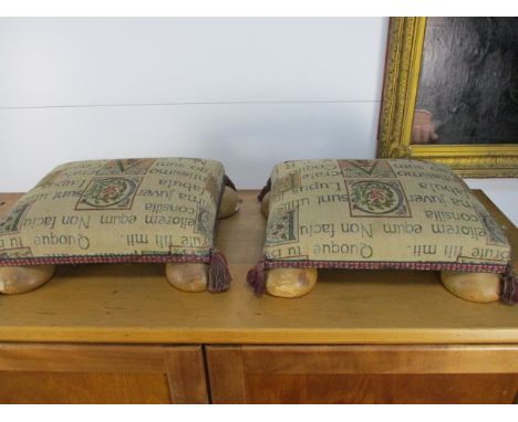 A pair of vintage bun feet foot stools 