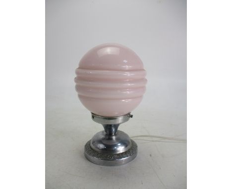 Art deco pink opaque shaded lamp. 