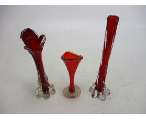 Selection of Ruby glass to include vases 