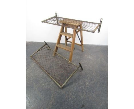 Pair of vintage railway train luggage racks. H25 x L92 x W42cms. 