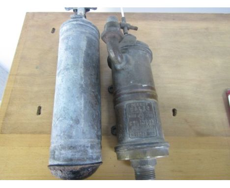 Pair of vintage fire extinguishers a Pyrene and a Dalex 