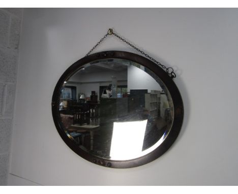 1930's art deco oak framed oval framed oval mirror 67 x 52cms. 