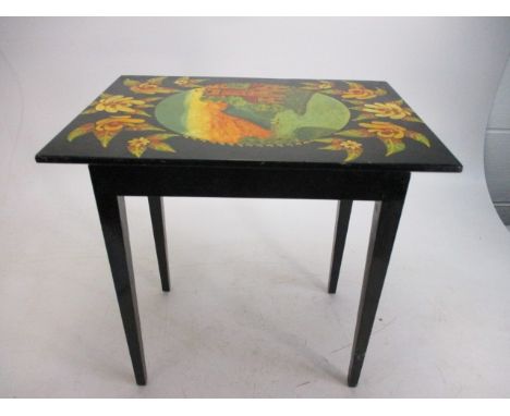 Lovely detailed barge art side table. 