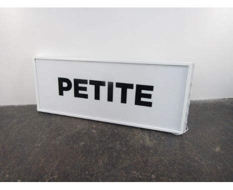 Large light up Petite sign, needs rewiring, 119 x 46 x 7cms. 