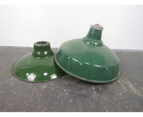 2 x Vintage Industrial Enamel Shades 