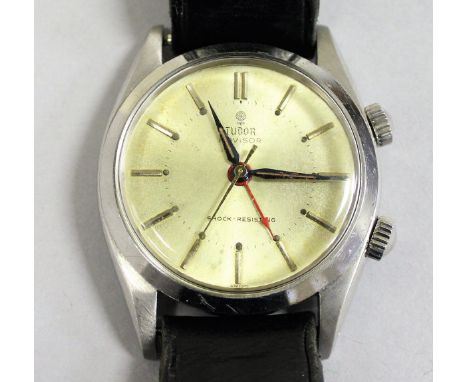 A Rolex "Tudor" advisor alarm wristwatch the silvered dial with plain batons inscribed "Tudor Advisor Shock resisting" togeth