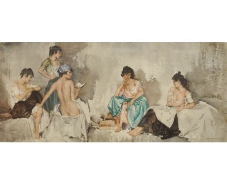 AFTER SIR WILLIAM RUSSELL FLINT "Bathers", colour print,limited edition no'd 376/850, studio blind stamp lower left