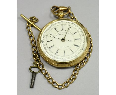 An 18 carat gold cased full face decimal chronograph pocket watch by John Lecomber of London and Liverpool, dated September 1