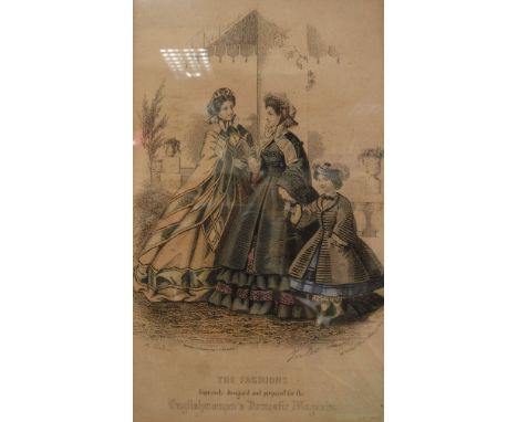 A print of a lady in a white dress in a verre eglomise frame, together with further assorted prints and two mirrors