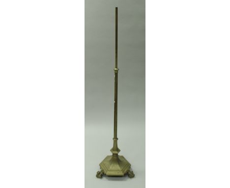 An early 20th Century brass telescopic standard lamp (no fitting)