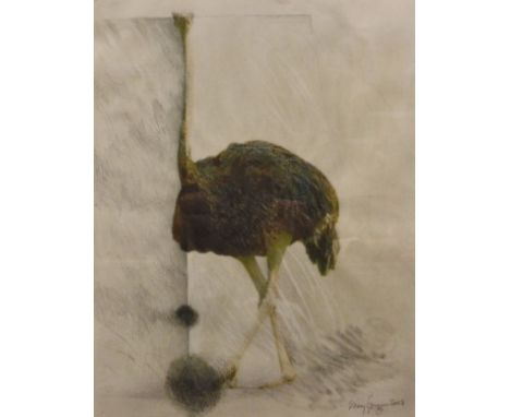 MARY EPIGNE? "Ostrich", mixed media, individually signed and dated 2003 lower right, CHARLOTTE BATHURST "The Road Home", mixe