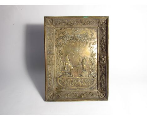 A vintage Punch advertising tray, cast brass with Punch portrait painting, 27cm x 20cm  