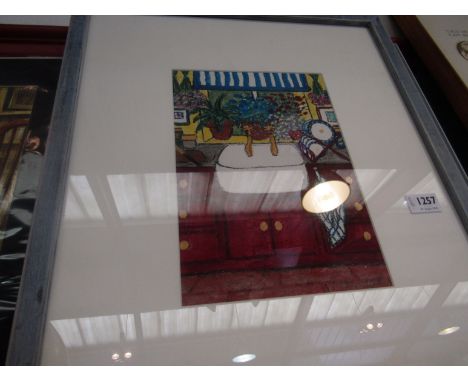 MARY COWLS (XX) Two framed and glazed watercolour interior scenes, kitchen sink and lamp table, one signed