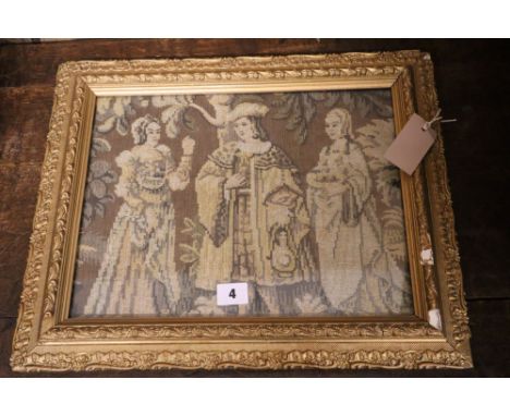 Three tapestry panels, largest 200 x 180cmCONDITION: Not handmade. They are mid-century machine made in poor faded condition,
