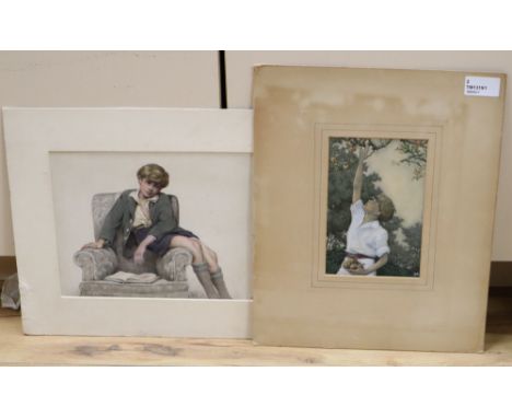 H. W. G. Betteridge (19th/20th century), portrait of a young boy perched on the arm of a chair and another of a boy picking a
