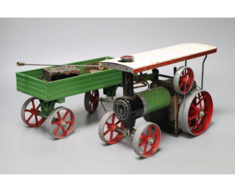 A Mamod steam tractor and wagon
