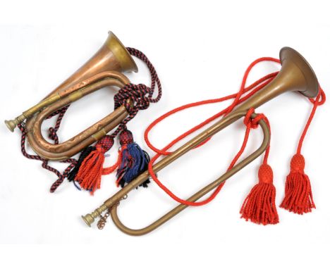 Military Bugle &amp; Trumpet. Both with Dress Cords. Fair to Fair Plus