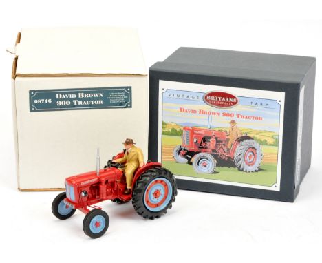 Britains 08716 David Brown 900 Tractor - limited edition finished in red, blue, with figure driver. Appears Excellent with Go