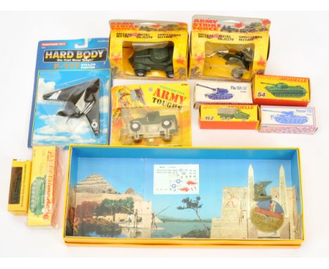 A Mixed Group of Plastic &amp; Metal Military Vehicles.&nbsp; Various manufacturers including Tootsietoy &amp; Lone Star. Con