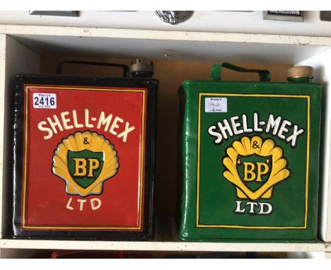 Two Vintage hand painted Petroleum cans Shell Mex Ltd (2)