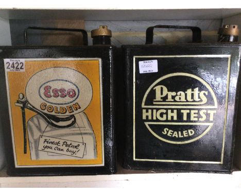Two Vintage hand painted Petroleum cans Esso Golden and Pratts High Test (2)