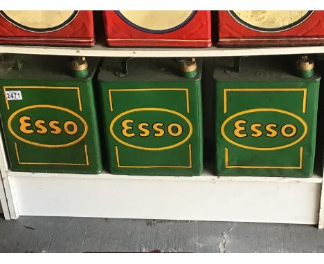 Three Vintage hand painted Petroleum Cans Esso (3)