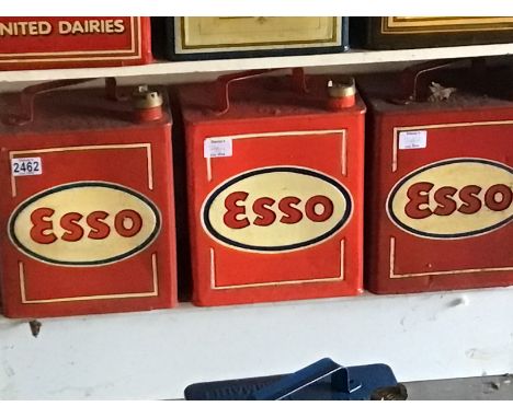 Three Vintage hand painted Petroleum Cans Esso (3)