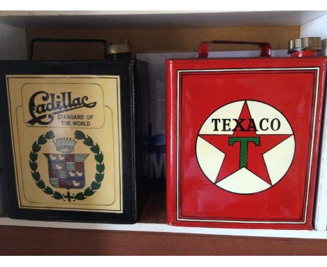 Two hand painted Vintage Cadillac standard of the world and Texacocans. (2)