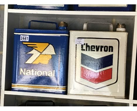 Two Vintage Petroleum hand painted cans National and Chevron (2)