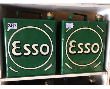 Two Vintage hand painted Petroleum cans Esso (2)