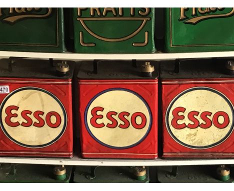 Three Vintage hand painted Petroleum Cans Esso (3)