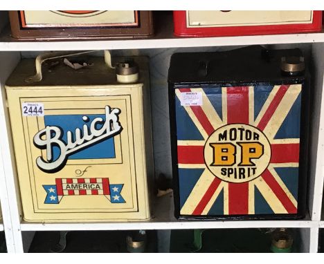 Two Vintage hand painted Petroleum cans Buick and Motor BP spirit (2)
