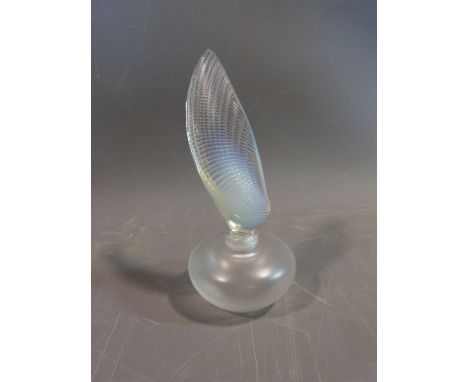 A Lalique signed Coquillage opal glass perfume bottle. H 16cm.