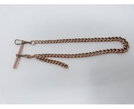 A 9 carat solid gold Albert chain with yellow metal lobster clip. Chain made by John Thompson &amp; Sons. Each link stamped a