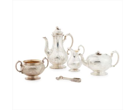 A matched four piece tea and coffee service Edward, Edward junior, John &amp; William Barnard London 1845/6, comprising, teap