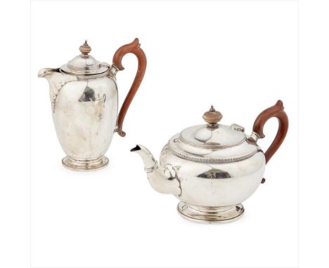 A matched teapot and waterpot Adie Brothers Ltd, Birmingham 1927/28, comprising waterpot and teapot, each of circular form wi