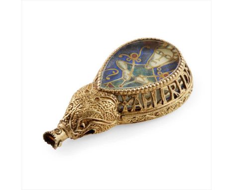 A copy of the Alfred Jewel unmarked, modern, gilt metal and coloured panel with gilding under glazed cover (Dimensions: Overa